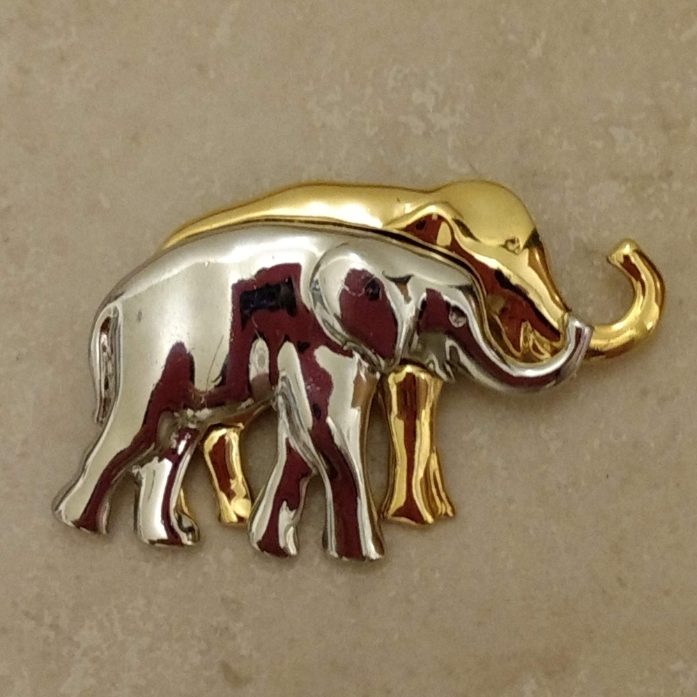 VTG, Liz Claiborne,  mixed metal elephant pin